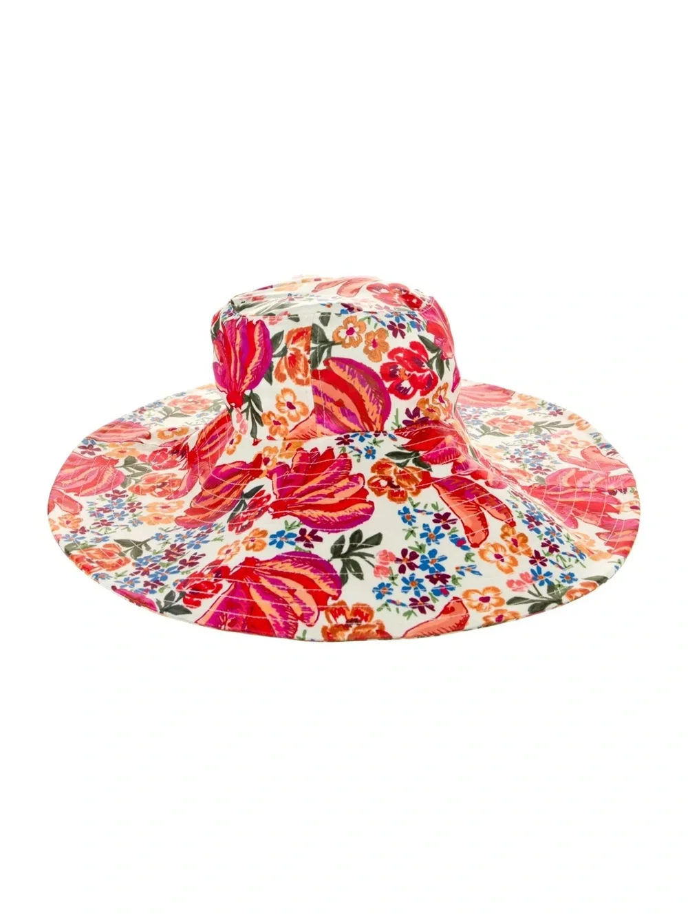 FARM Rio Floral Wide-Brim Sun Hat with tie